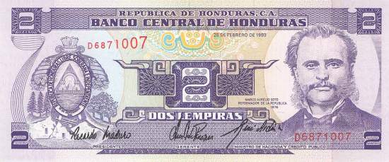 2 Lempiras 26.2.1993 p72b